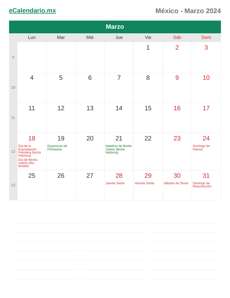 Calendario 2024 Marzo