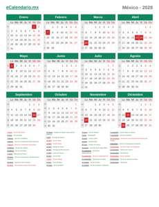 Calendario 2028